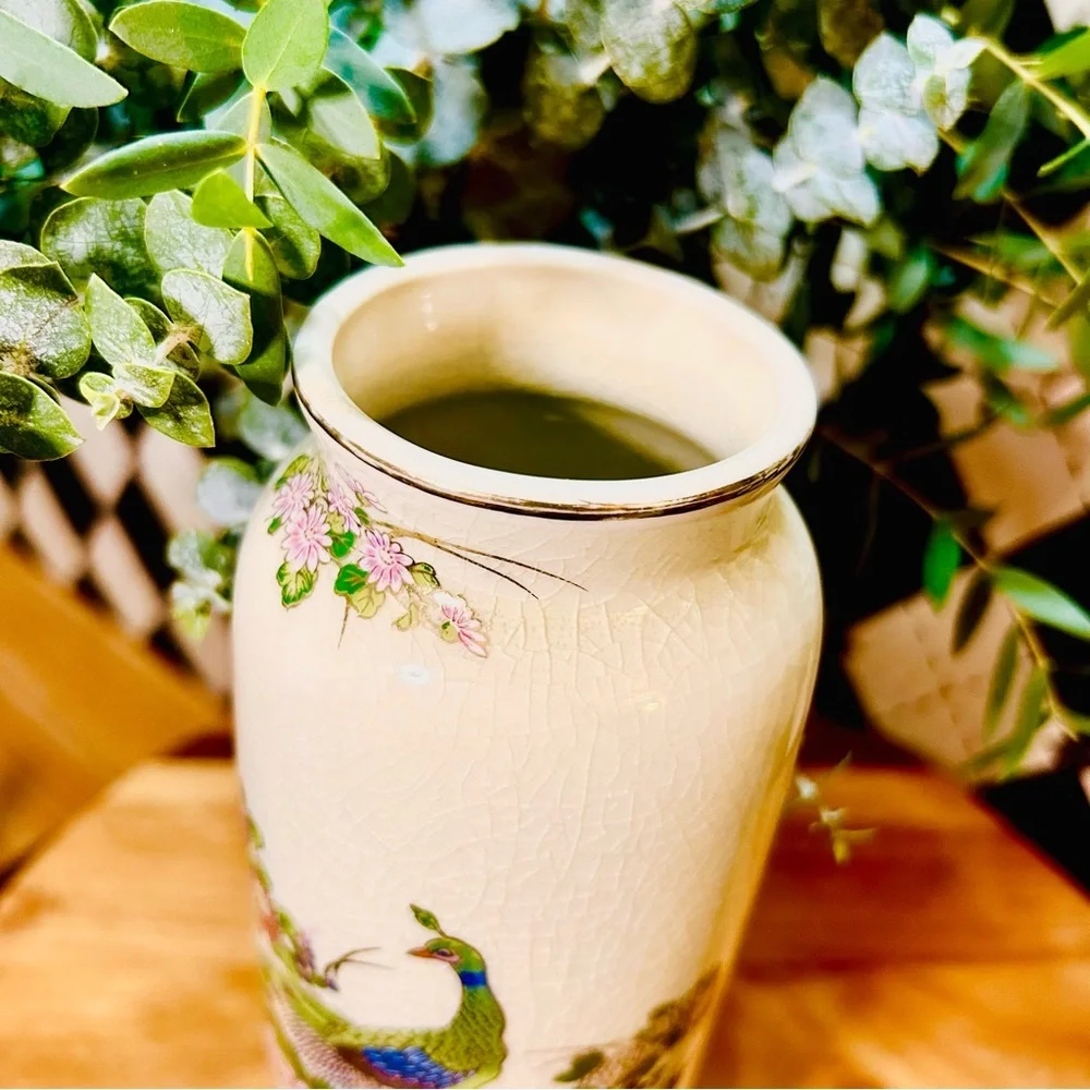 Vintage Japanese Crackle-Glaze‎ Peacock Vase – 12